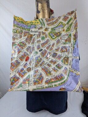 Harrods Illustrated Map Tote Bag in Cream & Pastel Colors